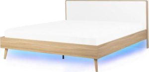 Dřevěná postel LED světle hnědá 160