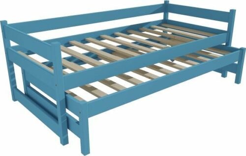 Modrá postel s výsuvnou přistýlkou DPV003-90